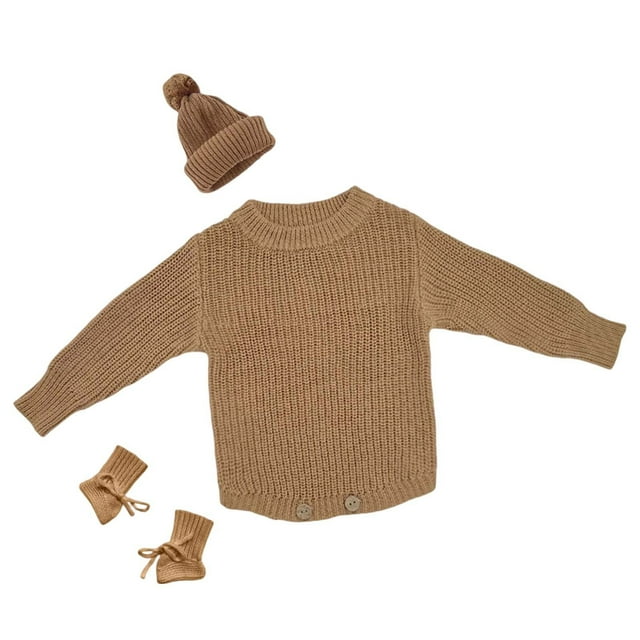 Combinaison Tricotée pour Bébé Personnalisable Brodée à la Main - Adorable Robe de Ramper Idéale pour l'Automne et l'Hiver - pour 0-18 Mois