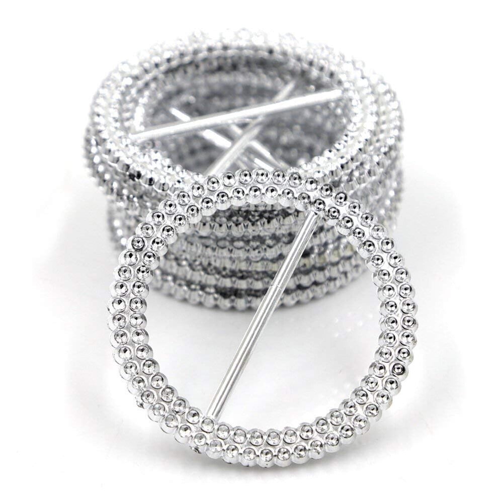 50pcs Round Chair Sash Buckle Diamante Decoration Electroplate Plastic ...