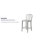 thumbnail image 4 of Emma + Oliver Commercial Grade 24"H Silver Metal Indoor-Outdoor Counter Stool w/ Slat Back, 4 of 12