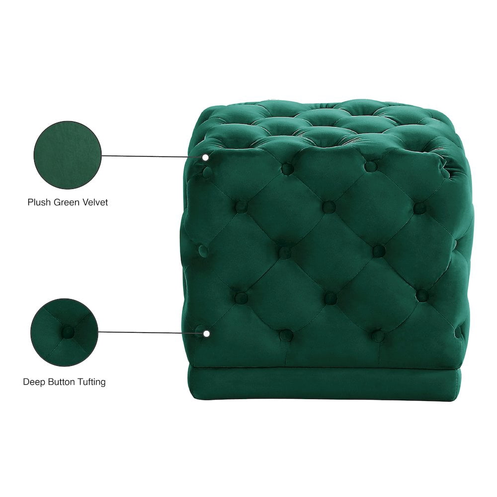 Meridian Furniture Stella Contemporary Velvet Ottoman/Stool in Green