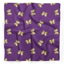 Bimba Purple Butterflies Pure Silk Printed Scarf Dupatta Head Neck Wrap Bandanas For Women 40 x 40 Inches