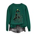 thumbnail image 5 of BXJX Women's Round Neck Christmas Print Sweatshirt- Loose Fit Casual Winter Holiday Christmas Pullover Tops Green Size XL, 5 of 8