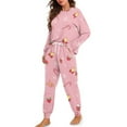 thumbnail image 2 of Yuyamidu Christmas Bell Pajama Set of 2 Pink Women's Long Sleeve Night Top and Long Pants with Pockets Size 2XL Candy Canes Round Neck Sleepwear for Yoga Sleep Jogger Pjs, 2 of 7
