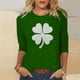 thumbnail image 1 of TaTaai Women Crew Neck 3/4 Sleeve St. Patrick's Print Black Loose Top Casual T-Shirt Ladies Spring Gathering Wear Lightweight Breathable Non-See-Through No Fading Top Gift, 1 of 7
