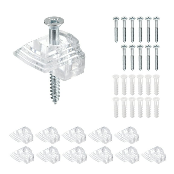 Uxcell 12Set 21mm Plastic Glass Retainer Clips Set for 6mm Thick Glass, Clear