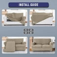 thumbnail image 5 of 4 Pieces Stretch T Cushion Sofa Slipcovers with 3 Individually T Cushion Shape Seat Covers for Dogs, Washable Furniture Protector Soft Covers with Elastic Bottom (Sofa, Khaki), 5 of 6