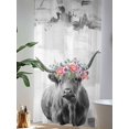 thumbnail image 4 of Sheer Curtains 96 Inches Long, Floral Animal Semi Sheer Curtains Light Filtering Window Treatment, Grey Country Vintage Farm Cow Flowers Privacy Voile Drapes for Living Room Bedroom 52x96 Inch, 4 of 7