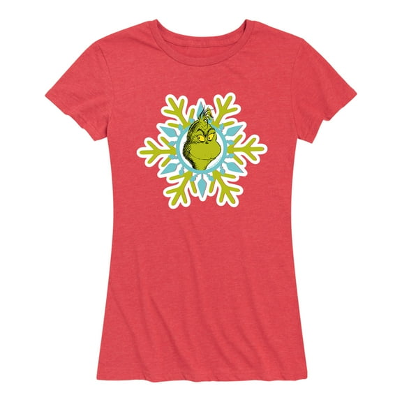 Dr. Seuss - Grinch Face Snowflake - Women's Short Sleeve Graphic T-Shirt