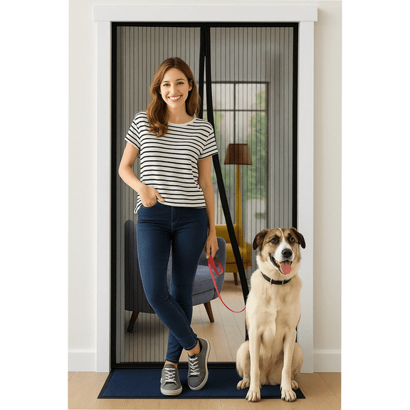 Dowellia Magnetic Screen Door, Strong Magnet Strength, Auto-Close, Hands Free Mesh Partition, Bug Proof, Black, 39.37" x 82.68"