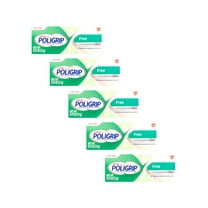 (5 Pack) Super Poligrip Denture Adhesive Cream - Strong, All-Day Hold - Zinc Free - No Artificial Flavors or Colors - 0.75 oz. ea.