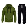 thumbnail image 3 of MXALUOB Men's Tracksuits Cargo Jogger Set Full Zip Hoodie & Elastic Waist Pants 2 Piece Outfits Casual Athletic Clothing for Hiking, 3 of 7