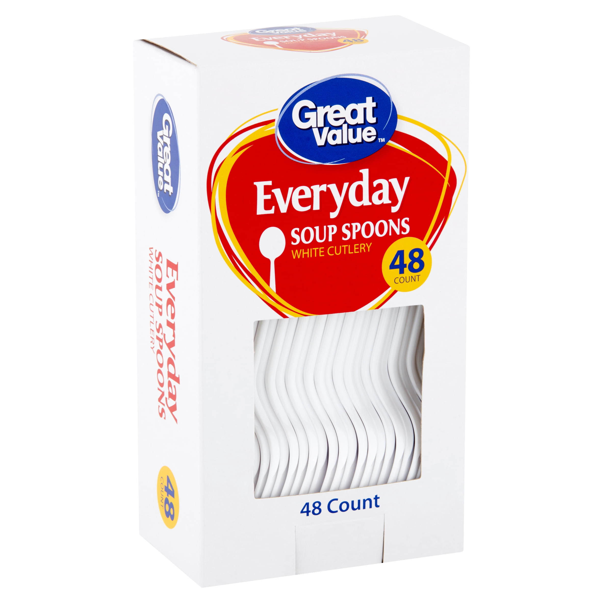 Great Value Everyday White Cutlery Soup Spoons, 48 count Deal BrickSeek