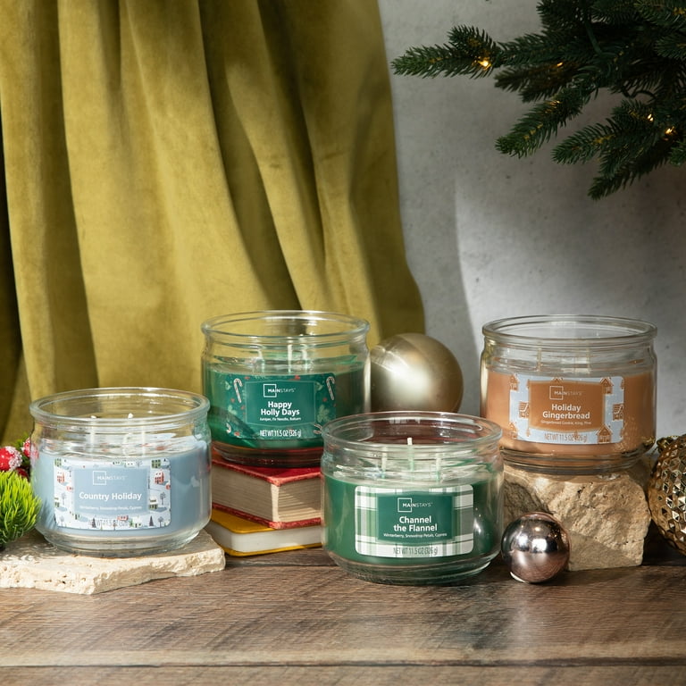 Mainstays 3-Wick Glass Jar Candle, Holiday Gingerbread, Orange