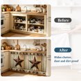 thumbnail image 4 of Rustic Brown Red Star Cabinet Curtains for Kitchen 28"W x 51"L, Barn Farmhouse Vintage Wood Striped Under Sink Skirt Magic Tape Short Curtain Decorative Privacy Panel for Pantry Cabinet Opening, 4 of 9