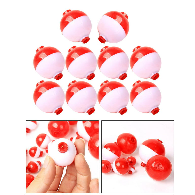 50 Pack Bobber Bulk Hard ABS Fishing Float, 1 and 1.5 Inch Fishing Bobbers  Snap-on Floats, Red and White