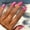 Coffin Pink Aurora Flash, variant on Fofosbeauty 24 pcs Press-on Acrylic False Nails, Nails Tips Designs 2023, Coffin Sunset Smudges Blue Orange