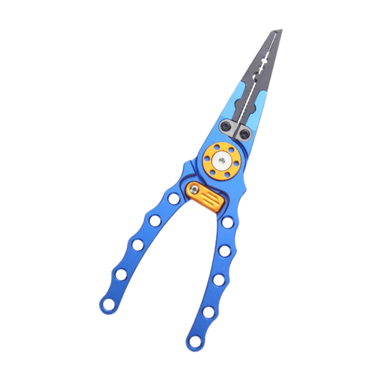 colaxi Fishing Pliers Fishing Gripper Fishing Gear Freshwater Aluminum Alloy Comfortable Gripping Fishing Line Cutting Fishing Tool Blue