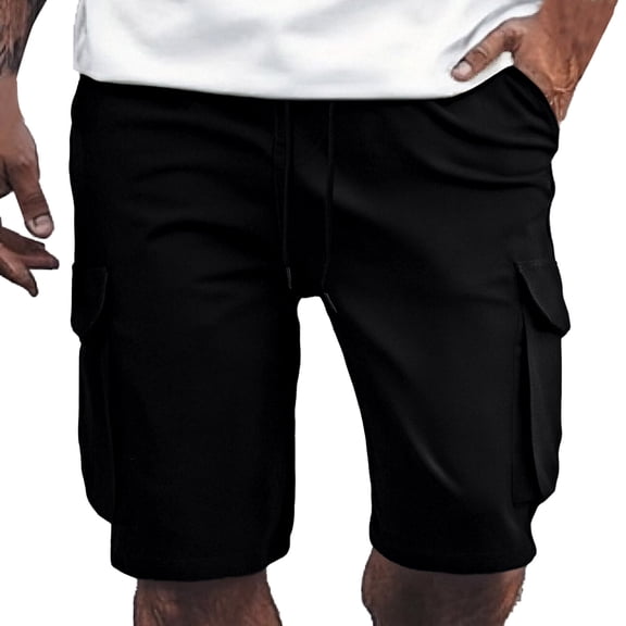 OSOLU Solid Color Large Pocket Workwear For Men Casual Loose Comfortable Trendy Business Sports Sweatpants Knee Length Pants Shorts Trousers Everyday Comfort Versatile Bottoms
