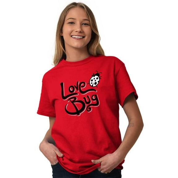 Love Bug Cute Ladybug Valentines Day Women's Graphic T Shirt Tees Brisco Brands M