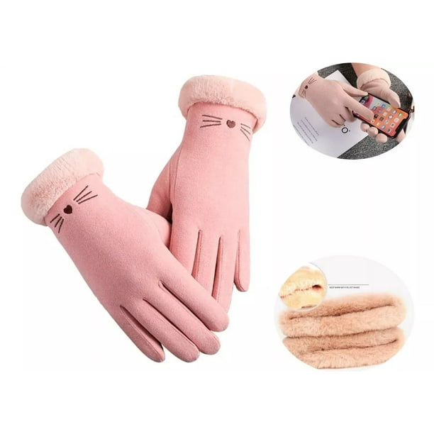 Guantes Mujer Afelpados Termicos Touch Frio Gamusa Elegantes