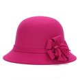 thumbnail image 2 of Koszal Women Retro Flower Bowler Hat Solid Color Cap for Party Prom Cocktail Travel, 2 of 7