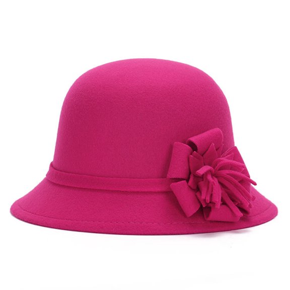 Ayyufe Women Retro Flower Bowler Hat Solid Color Cap for Party Prom Cocktail Travel
