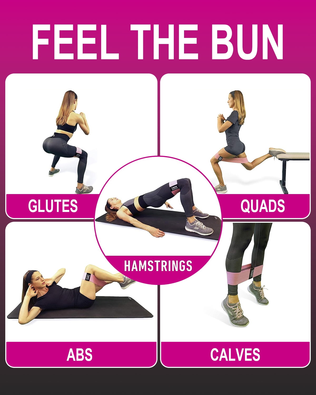 Resistance Bands for Working Out, 4 Booty Bands Fabric Elastic Bands for Exercise Bands Resistance Bands for Legs Bands for Working Out Hip Thigh Glute Bands Set