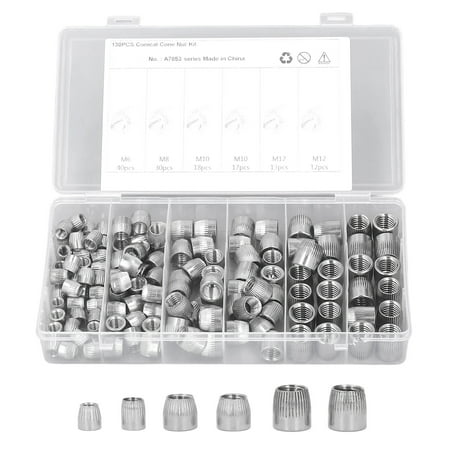 

130Pcs Threaded Insert 4 Types Stainless Steel Knurled Nut Assortment for Car Machine