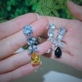 thumbnail image 3 of White Gold Plated Cubic Zirconia Round Amerian Crystal Leaf Dangle Drop Earrings, 3 of 9