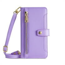 ELEHOLD for Samsung Galaxy S24 Ultra Wallet Case Crossbody, Zipper Phone Case with Card Holder Large Capacity Wrist Strap Leather Purse Cover for Women Men for Samsung Galaxy S24 Ultra,Purple