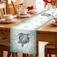 thumbnail image 5 of Sea Turtle Coastal Table Runner 108 Inches, Blue Green Summer Beach Coral Bed Runner Dresser Scarves Tabletop for Indoor Outdoor Parties/Ceremony/Banquet, 13"x 108", 5 of 8