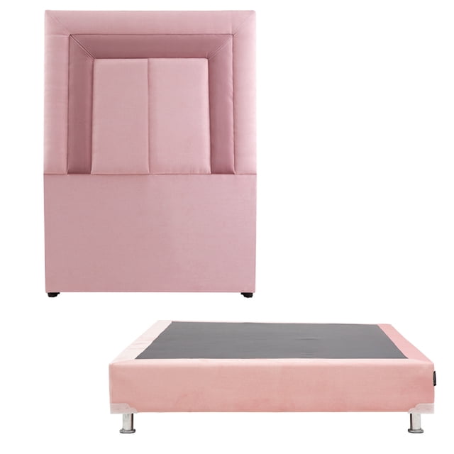 Base de Cama con Cabecera Bora Individual Dicasa Rosa