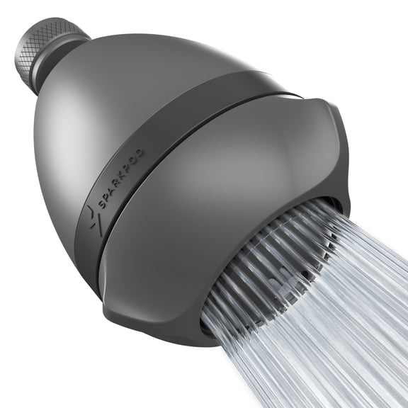 SparkPod High Pressure Shower Head, Rain, Massage & Pulsating Modes, Wall Mount Showerhead (Charcoal Grey)
