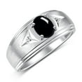 thumbnail image 3 of RYLOS Men's Rings Sterling Silver Classic 8X6MM Oval Gemstone &  Diamond Ring Cabochon Onyx October Birthstone Rings For Man Silver Rings Size 13, 3 of 7