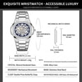 thumbnail image 2 of Men's Automatic Mechanical Skeleton Watch,Stainless Steel Bracelet Wrist Watch, 2 of 5