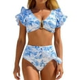 thumbnail image 2 of Tankini para mujer, bikini push-up de cintura alta con volantes y escote en V profundo, traje de baño de dos piezas para mujer, trajes de baño tankini para mujer, traje de baño de 2 piezas para mujer,, 2 of 6