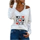 thumbnail image 1 of Camiseta de manga larga con cuello en V para mujer a la moda, blusa holgada con hombros descubiertos y estampado de Feliz Día de San Valentín de otoño Fridja  FKASFK4525, 1 of 5