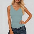 thumbnail image 2 of Tank Top for Women V Neck Summer Sleeveless T Shirt Tunic Casual Solid Color Loose Fit Blouses Mint Green, 2 of 9