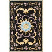 SAFAVIEH Savonnerie Elvan Floral Bordered Wool Area Rug, Black/Multi, 4 x 6