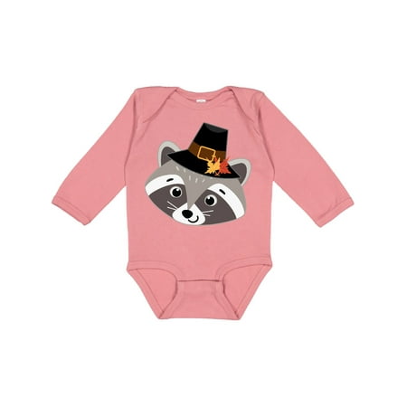

Inktastic Thanksgiving Pilgrim Woodland Raccoon Boys or Girls Long Sleeve Baby Bodysuit