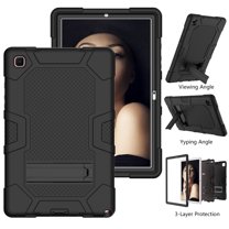 Dteck Case for Samsung Galaxy Tab A7 10.4" SM-T500 T505 (2020 Released) 10.4-inch,Shockproof Kickstand Armor 3-Layer Protection Rubber Hybrid PC Back without Screen Protector Cover,Black