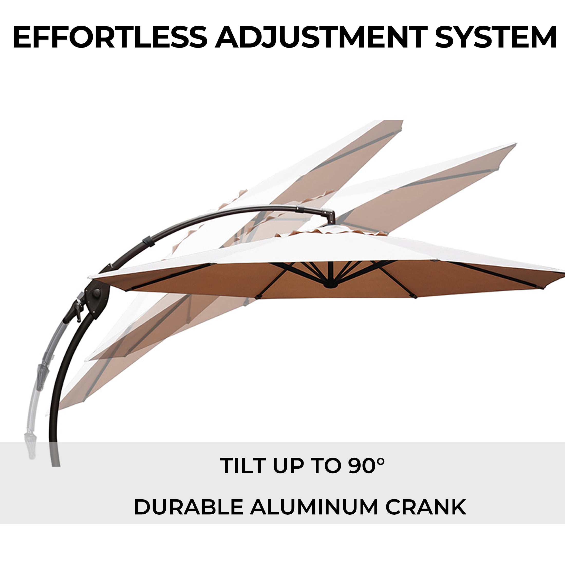 GRANDPATIO 12 ft Deluxe Curvy Aluminum Cantilever Octagon Umbrella(Champagne, with Base, 12' Diameter)