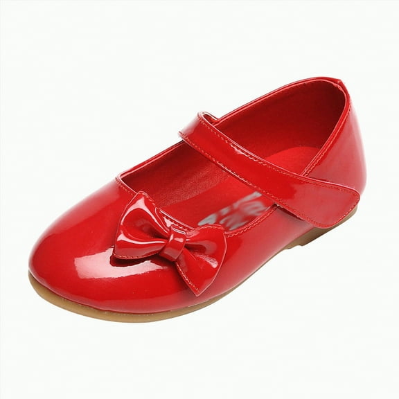 Ccpelsie Toddler Dress Shoes Flower Girl Shoes for Weeding Cute Toddler Mary Jane Shoes Flore Ballet Flat for Walking(Red,1.5)