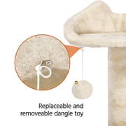 Alden Design 54.5 H Double Condo Cat Tree with Scratching Post Tower, Beige