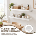 White 2-Pack Deep Floating Shelves 12D x 36L Wall Mounted Storage for ...