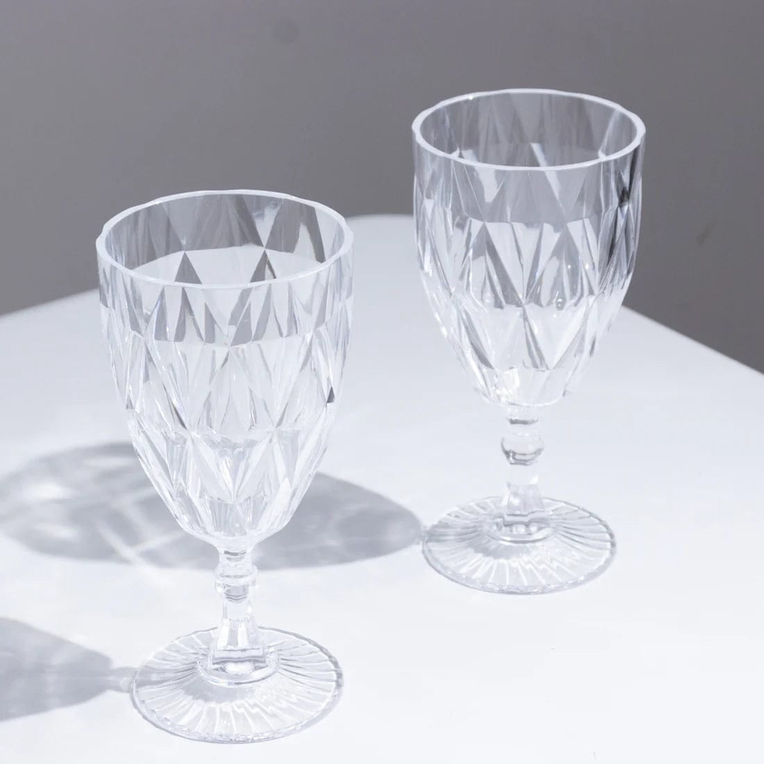 Balsa Circle 12 Clear 11oz Vintage Diamond Cut Plastic Wine Glasses Wedding Supplies