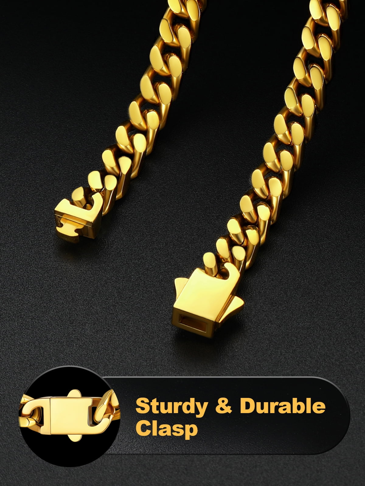U7 Miami Cuban Bracelet for Men 14K Gold Plated Charm Bracelet 5mm Chain Bracelet Birthday Valentines Jewelry Gift 7.5inch
