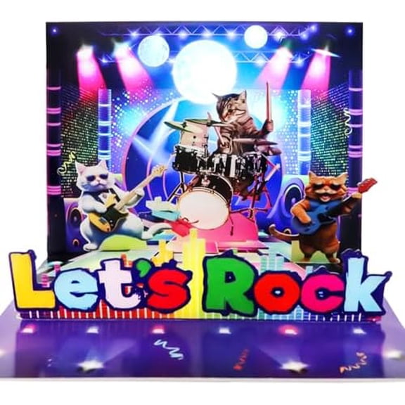 Cat Birthday Card - 3D Pop Up Funny Birthday Cards with Colourful Lights & Music, Happy Birthday Gifts Card for Kids, Boys, Girls, Men, Women, Wife$$Office