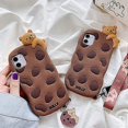 thumbnail image 3 of Phone Case for iPhone X/XS, Super Cute 3D Brown Cookie with Bear Lying on Top Soft TPU Silicone Gel Rubber Cover Case, Kawaii Cartoon Case Full Body S, 3 of 4