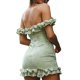 thumbnail image 5 of Lucakuins, vestido ajustado de encaje Floral para mujer, cuello barco, espalda descubierta, volantes, vestido de cóctel, minivestido de fiesta de verano Lucakuins  moda, 5 of 6